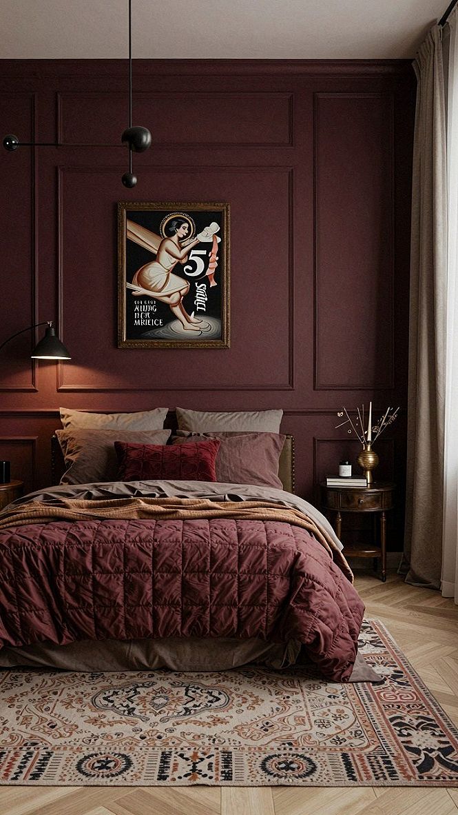 Hanging Vintage Artwork on Dark Paneled Walls