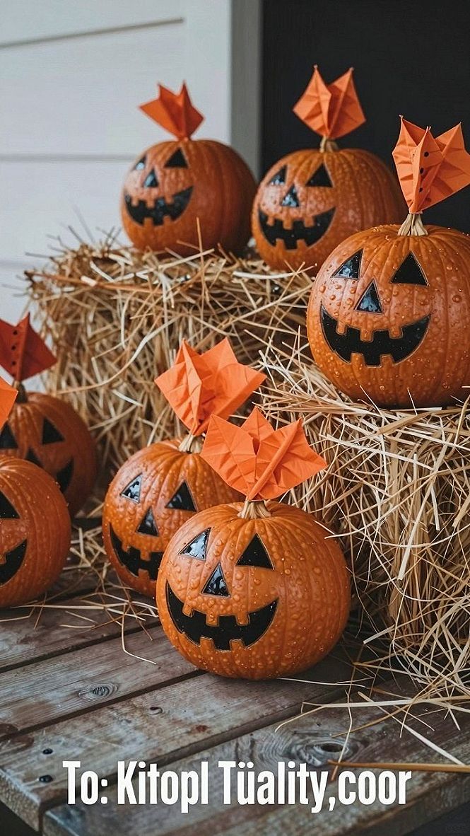 Making Origami Topped Jack o Lanterns For The Porch