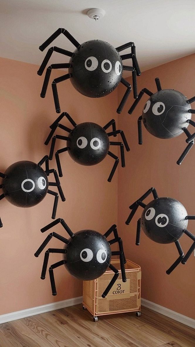 Making DIY Ball Pit Ball Spiders for Yard Trees