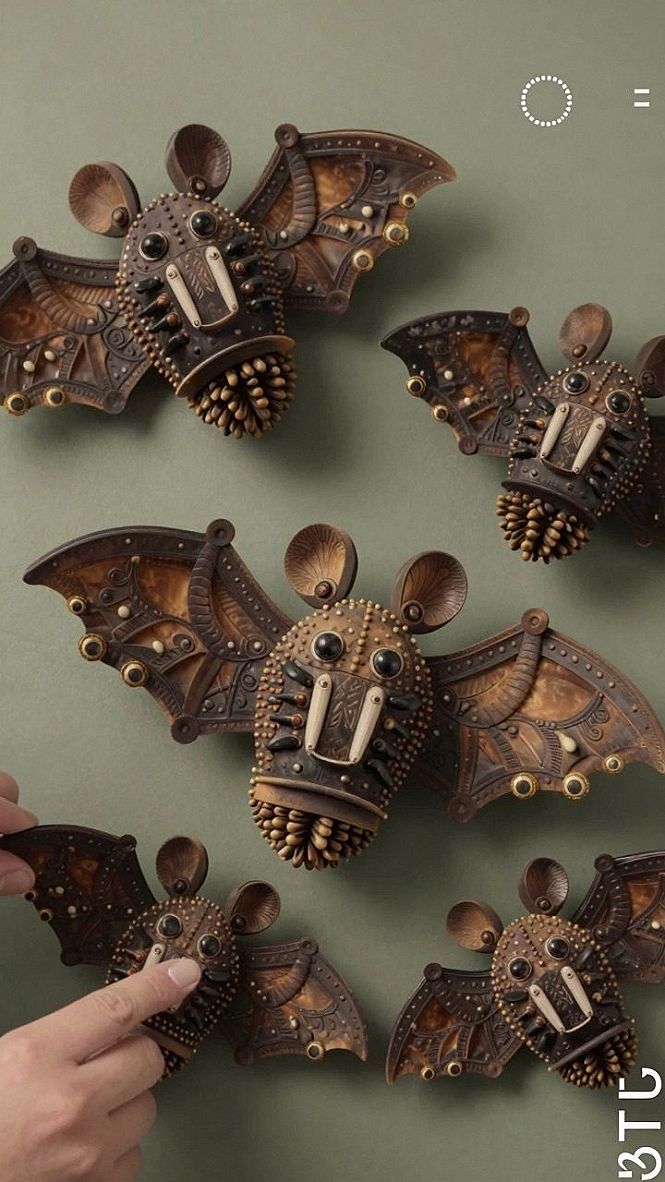 Crafting Wooden Bat Decorations from Natural Seed Pods