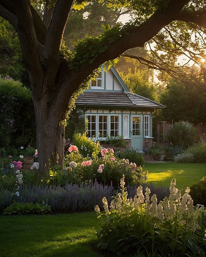 A Timeless Portrait: Evening's Embrace on the Garden