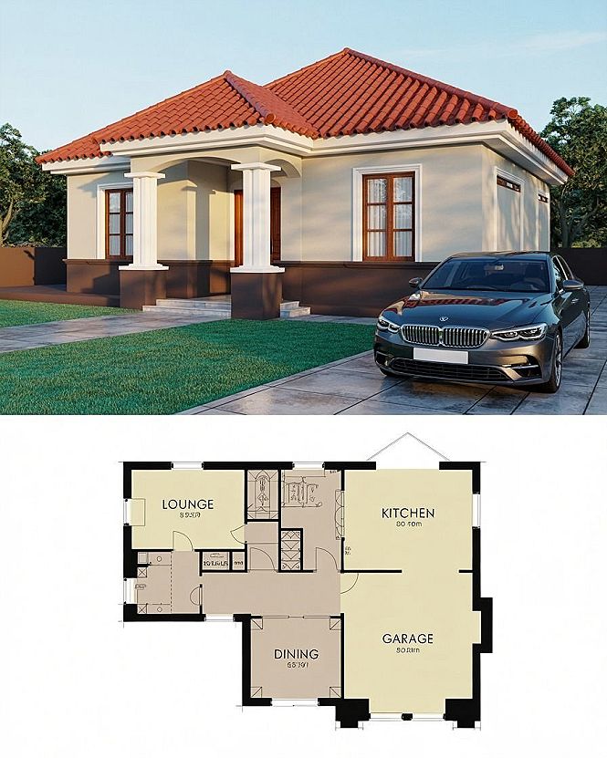 Charming Single House Design: Red Roof Meets Modern Facades