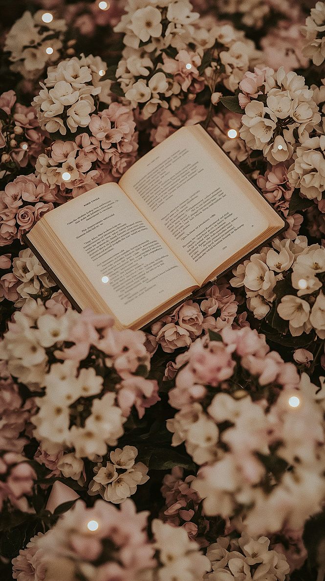Cozy Wildflowers & Book iPhone Wallpaper: Spring Aesthetic Vibes