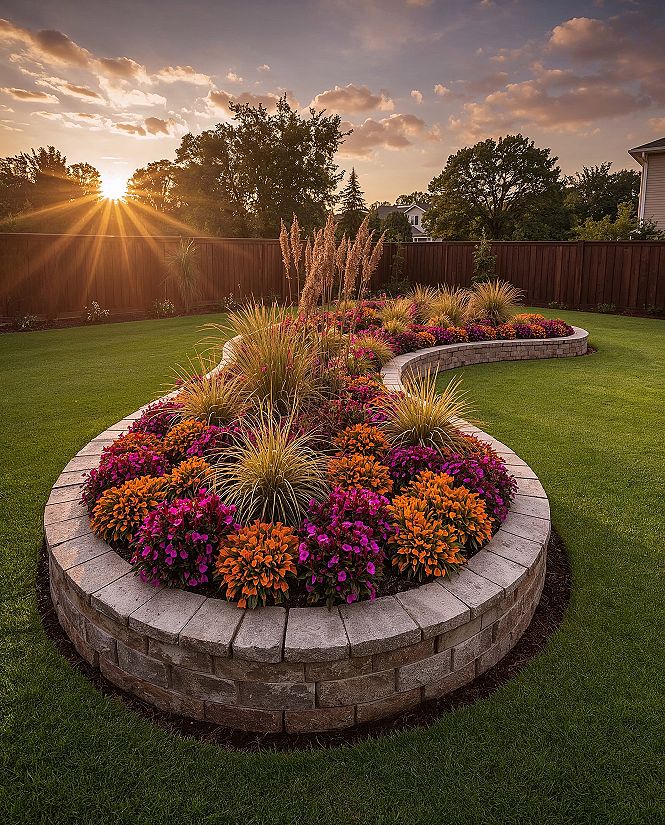 Vibrant Front Yard Garden Design: Rock Garden Meets Blooms