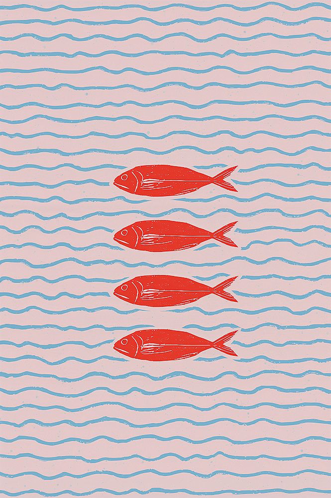 Minimalist Sardine Art: Trendy Illustration Wallpaper for Your Phone