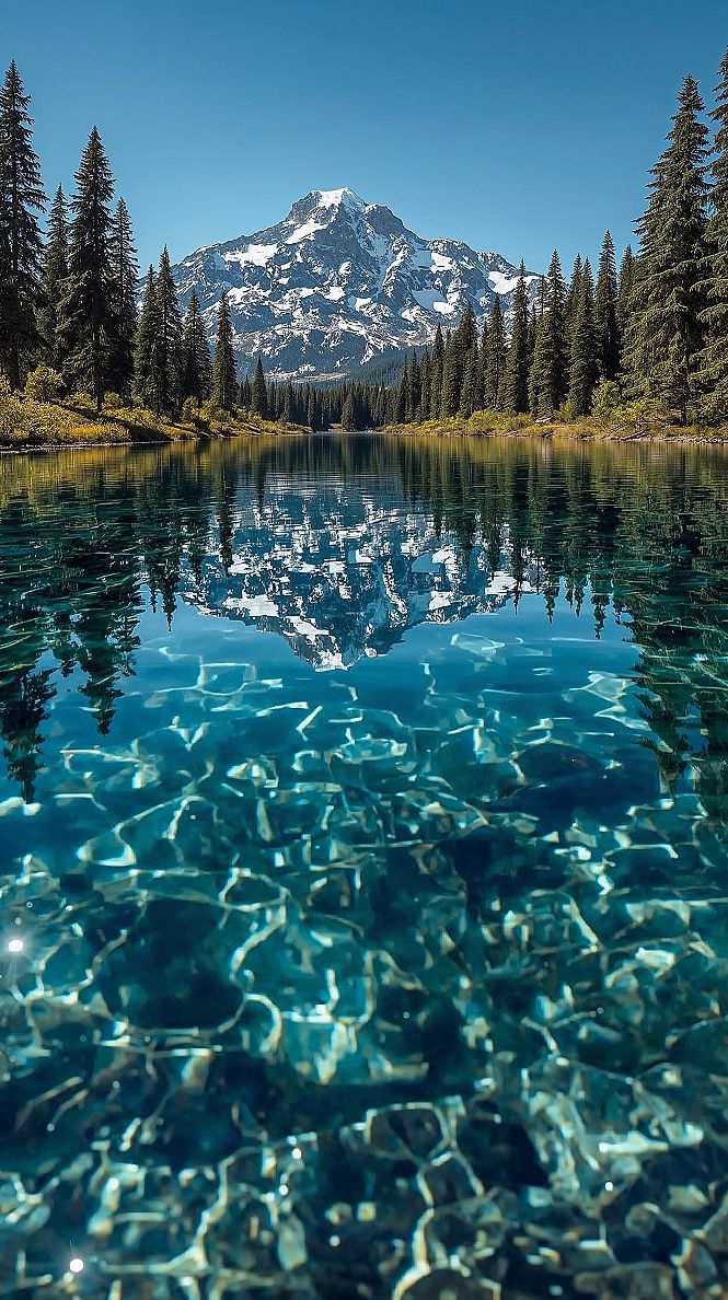 Perfect Lake Reflection: Gorgeous Mountains Nature 4K Wallpaper