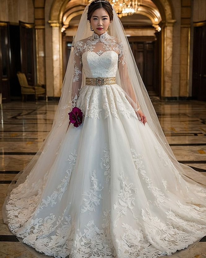 Vintage Collar Meets Contemporary Ballgown Silhouette