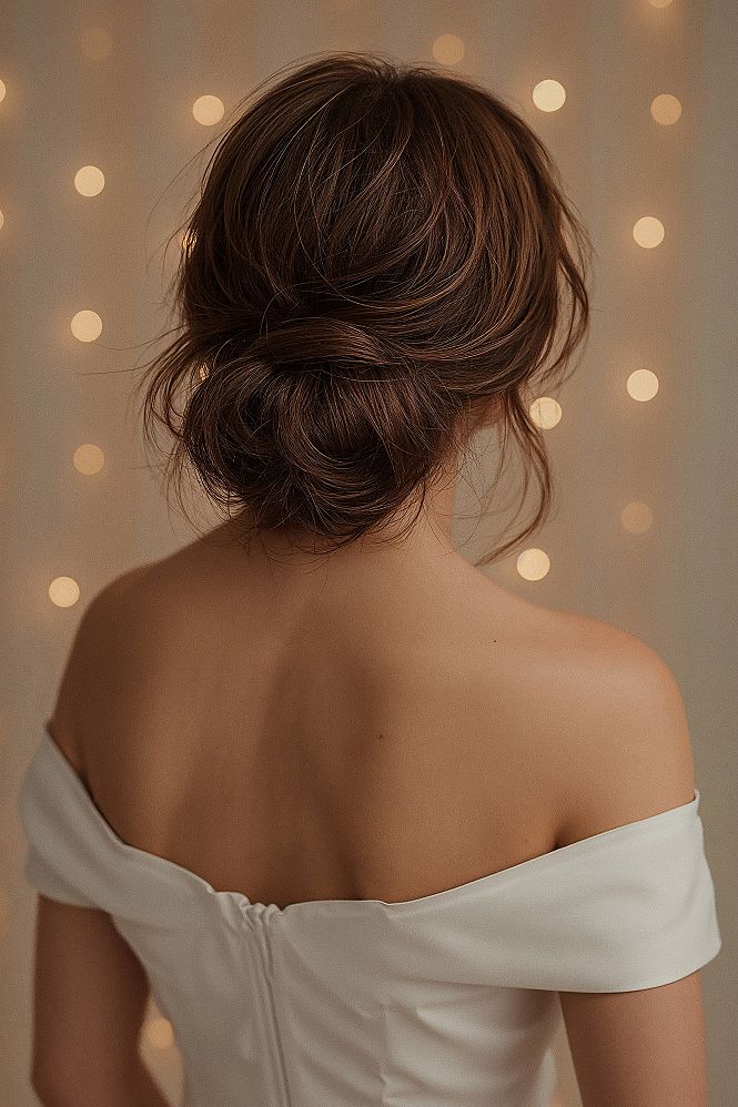 Soft Low Bun with Loose Strands: Effortless Romantic Wedding Hair