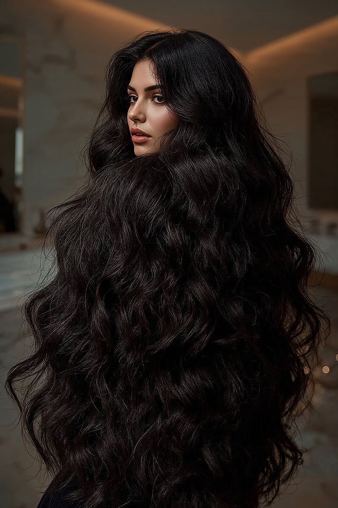 Volume & Shine: Voluminous Black Layered Hair for Modern Style
