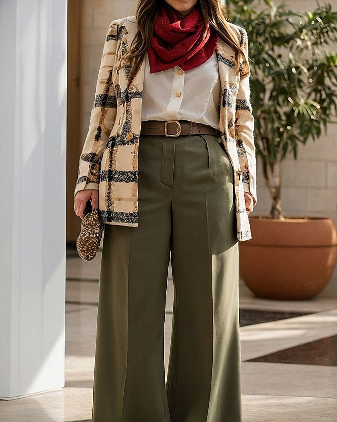 Tailored Blazer Meets Flowing Wide-Leg Pants