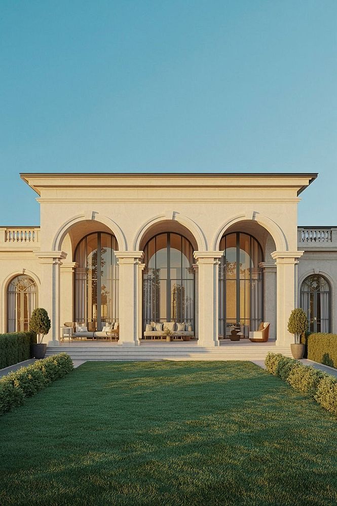 Arched Veranda Dreams: Your Modern Backyard Villa Retreat