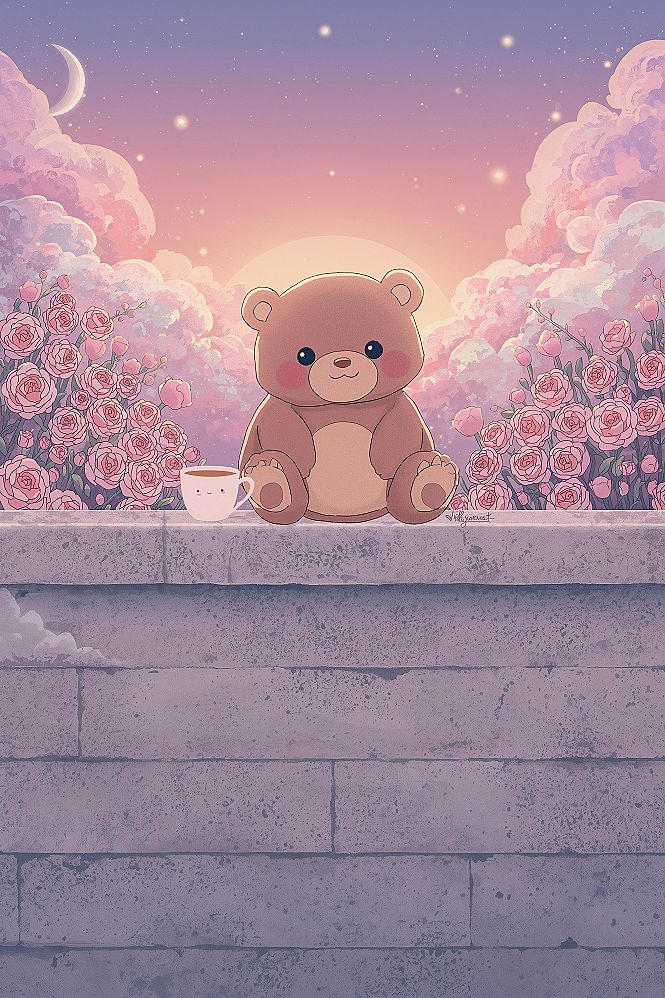 Cute Teddy Bear Sunset Aesthetic: Sweet iPhone Wallpapers