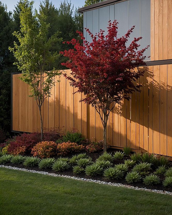 Pairing Colorful Ornamental Trees With Yard Fences