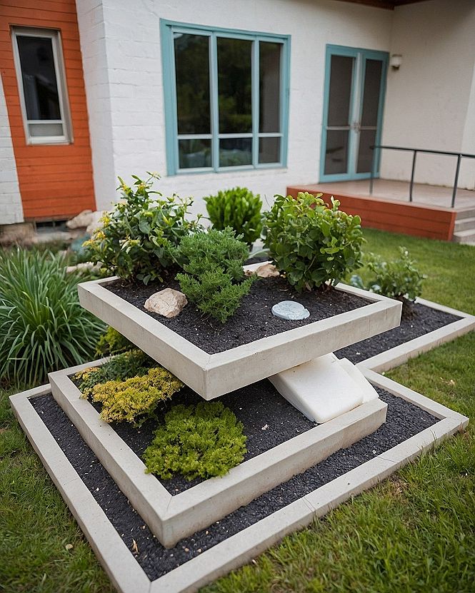 Installing Tiered Concrete Planter Boxes Around Trees
