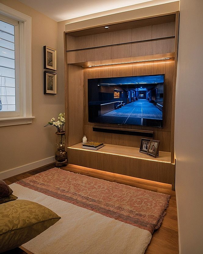Built-In Wooden Recessed TV Wall Units for Compact Spaces
