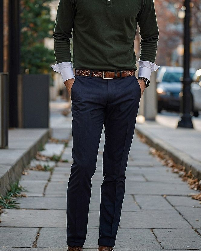 Layering a Knit Polo Over a Crisp Dress Shirt