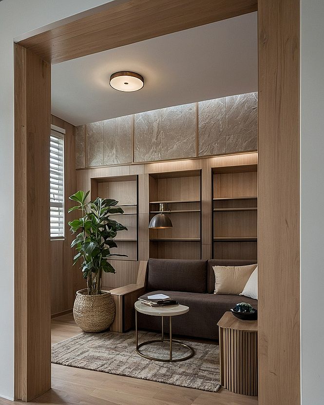 Creating a Cozy Wood Paneled Sitting Nook with Built-In Shelves