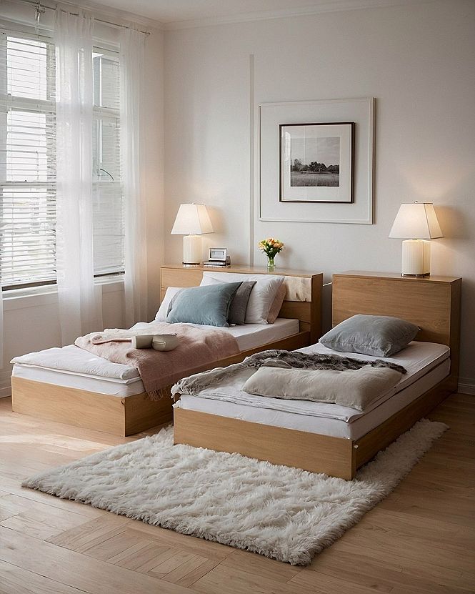 Creating an Open Shared Bedroom with Twin Loft Beds