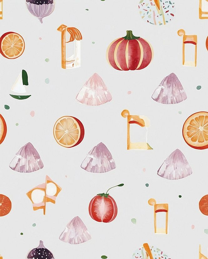 Playful Fall Fruit Patterns And Drink Motifs