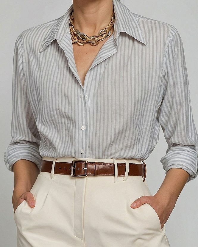 Adding Cream Pants to Striped Shirts for Sunny Days