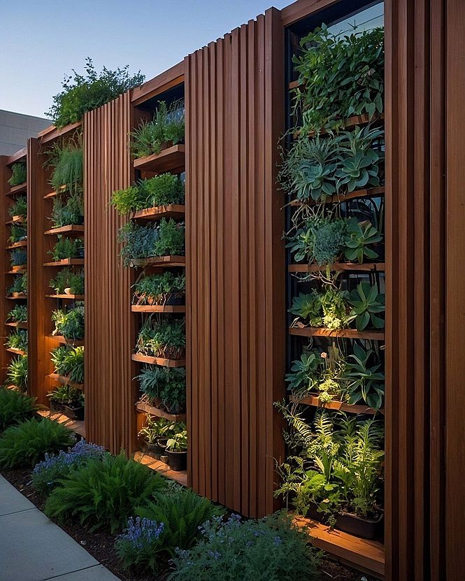 Pairing Vertical Wooden Garden Walls With Stone Bases