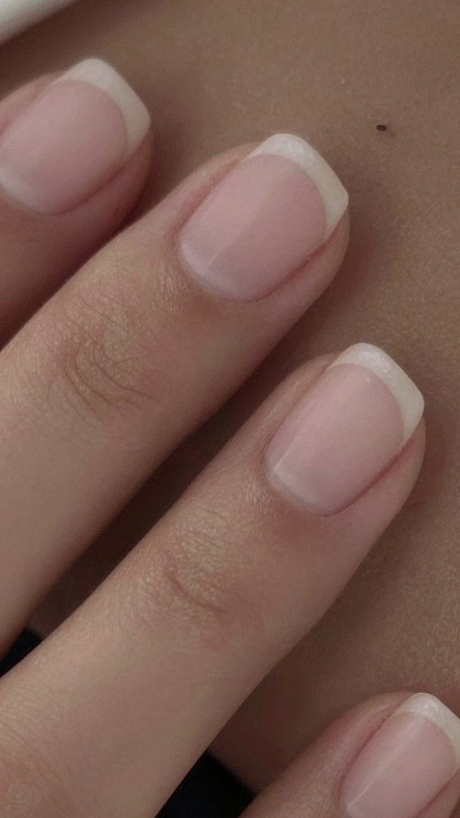 Square French Manicure With Soft Nude Base