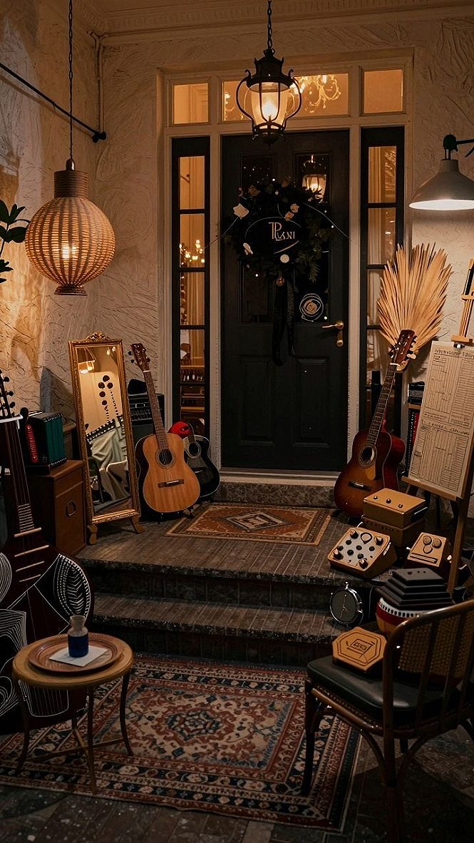Strumming Up Spooky Vibes With A Musician Skeleton Display