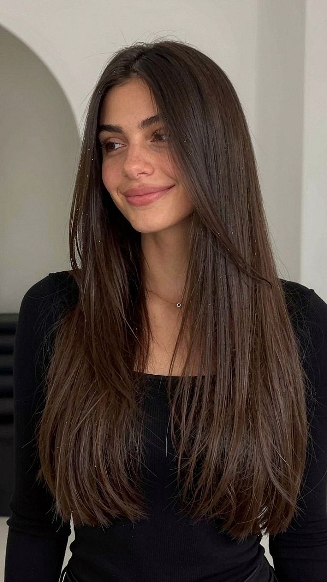 Sleek Long Layers With Subtle Chin Length Pieces