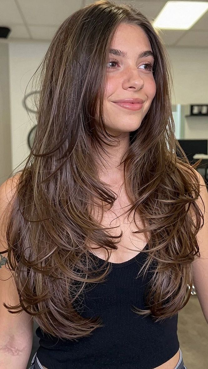 Adding Face Framing Layers To Long Brown Hair