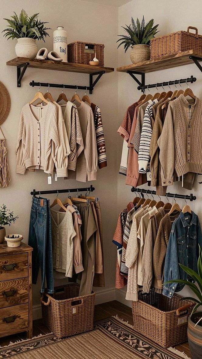 Open Clothing Racks and Corner Storage Solutions
