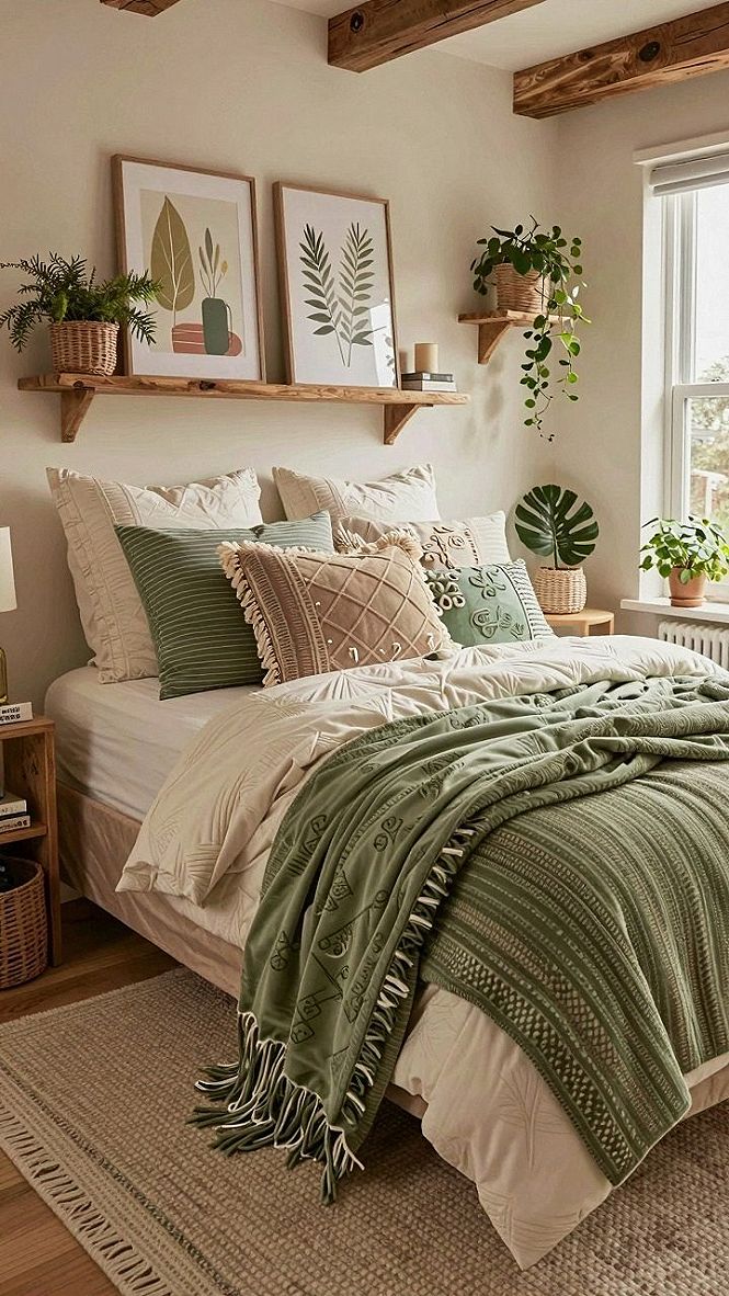 Adding Sage Green Accents to a Neutral Grey Bedroom