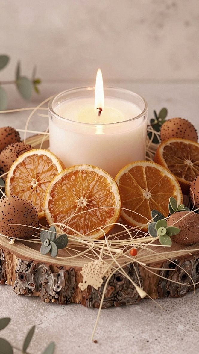 Creating a Simple Dried Orange and Candle Centerpiece