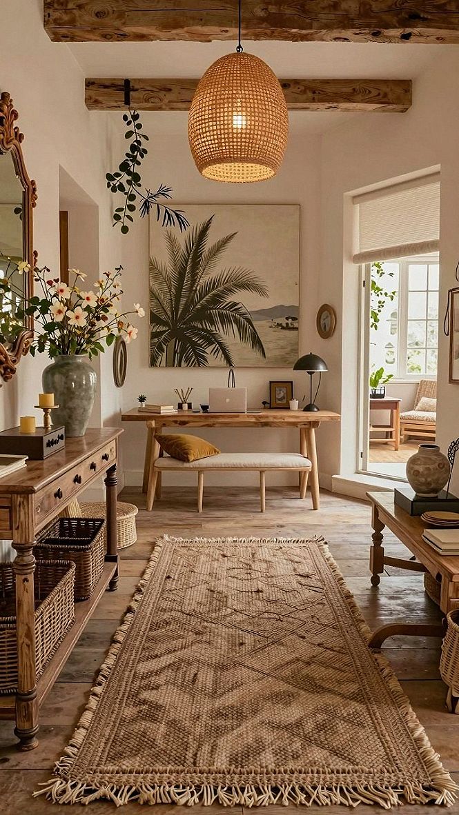 Adding Woven Rattan Pendants for Warmth and Texture