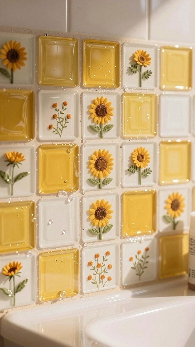 Adding Sunflower Tiles to Kitchen Backsplashes