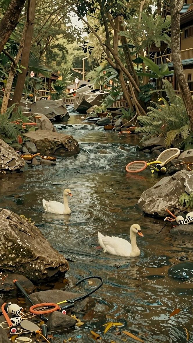 Adding Playful Swan and Bunny Watercolor Scenes