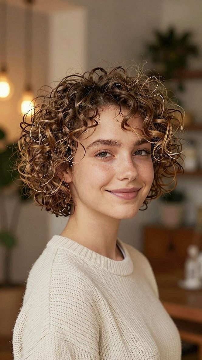 Embracing Soft Voluminous Curls in Short Haircuts