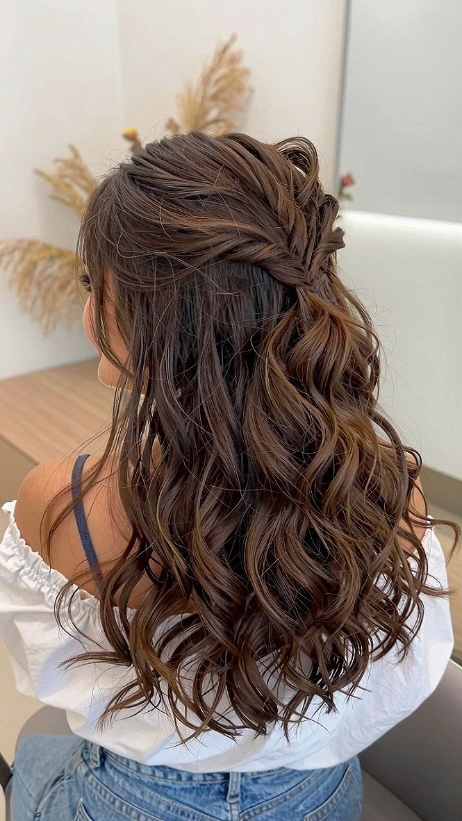 Loose Fishtail Half Up Wavy Style for Homecoming