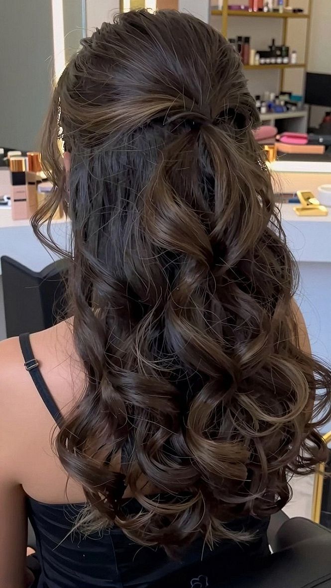 Styling Half Up Twisted Long Hair with Soft Curls