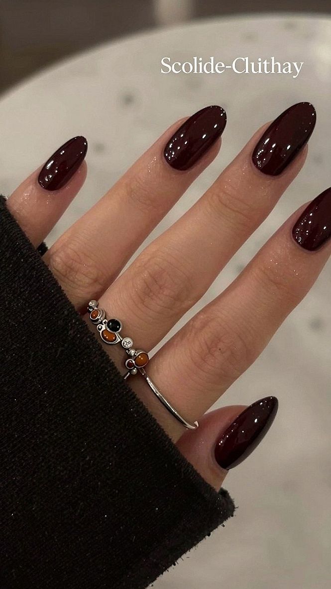 Deep Burgundy Gel Nails for the Holidays
