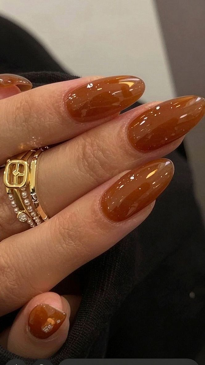 Adding Soft Golden Shimmer to Caramel Brown Polish