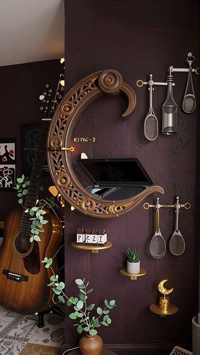 Hanging Celestial Wood Shelves Above Your Bed