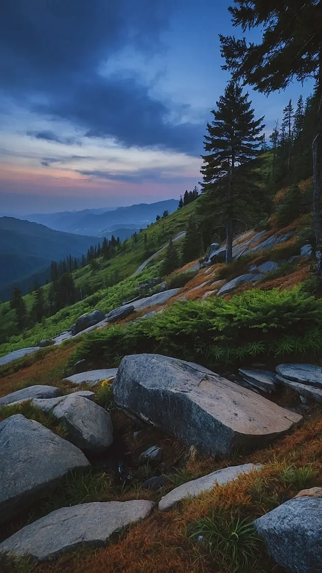 Ethereal Sunsets Over Misty Mountains