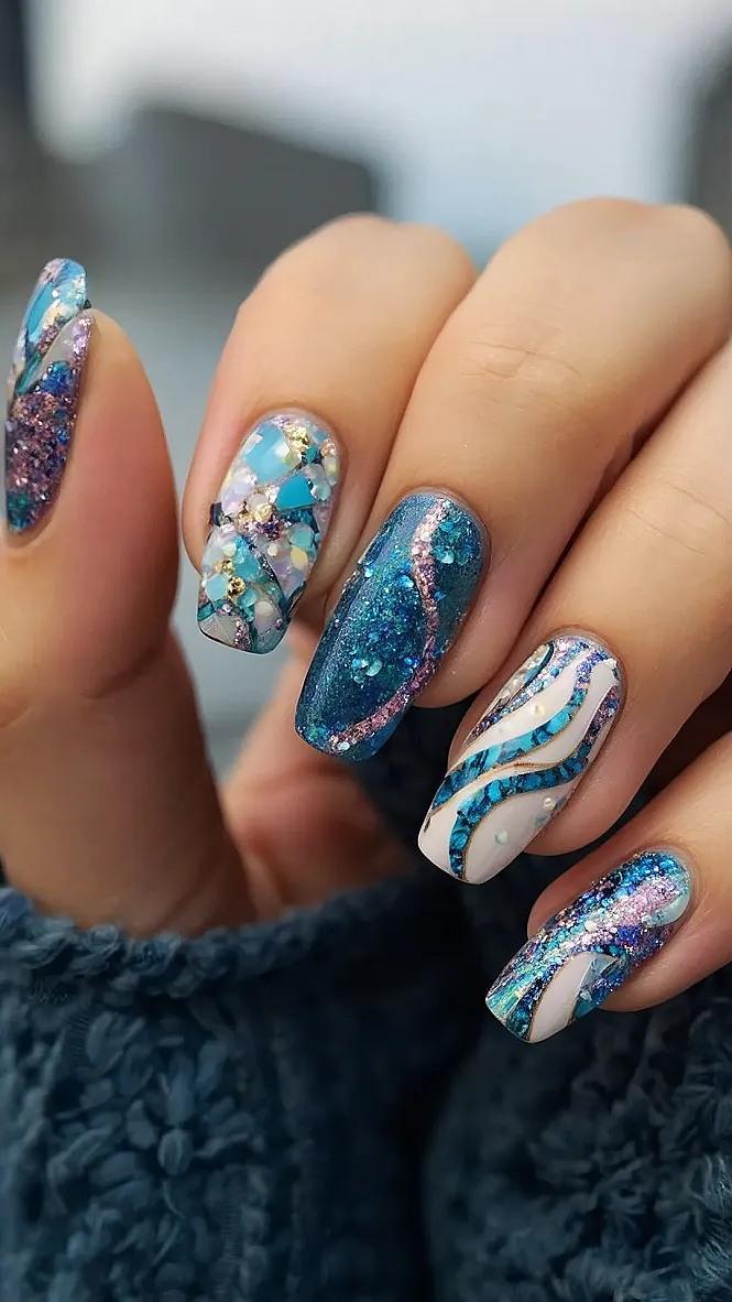Frosted Holiday Nails