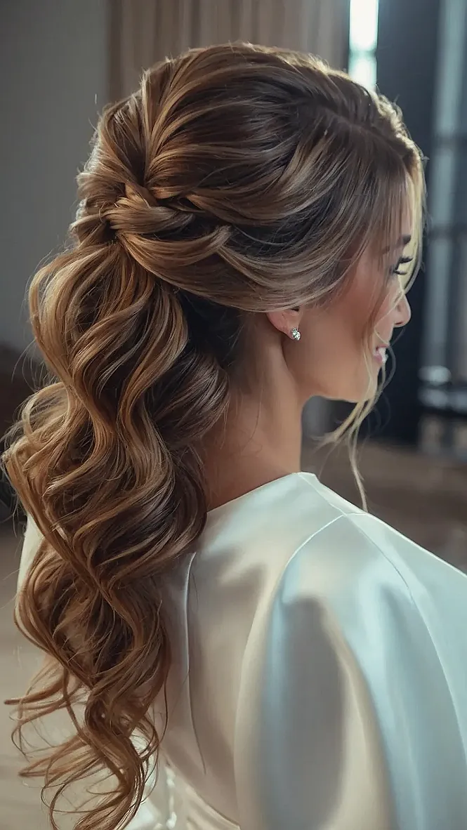 Graceful Half Up Half Down Hairstyles to Complement Your Wedding Gown