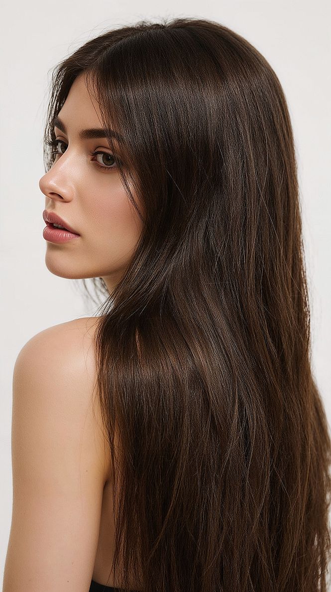 Sleek Long Layar Haircut: Effortless Medium Length Brown Hair