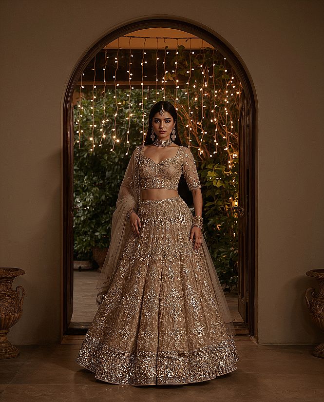 Glimmering Mirror Work Lehenga: Your Dream Sangeet & Engagement Gown