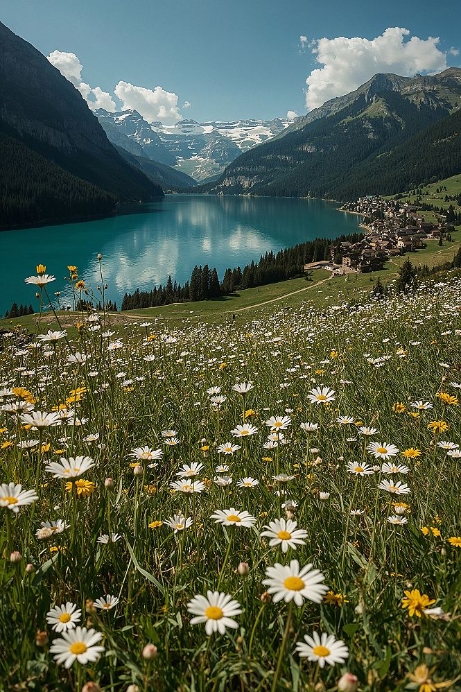 Switzerland's Serene Alpine Lakes: Breathtaking Nature Wallpaper Views
