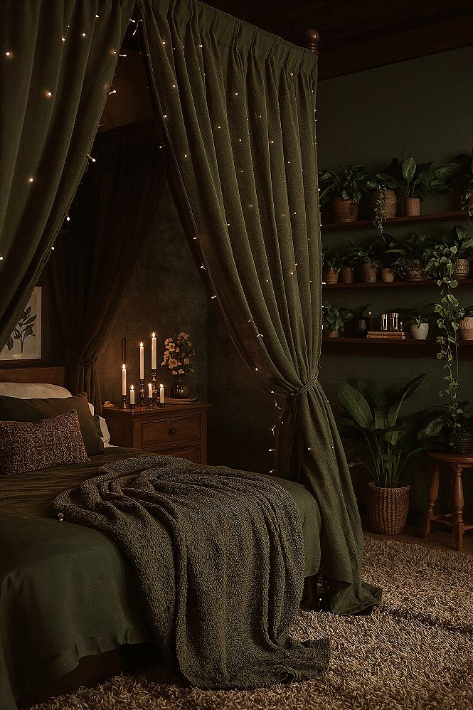Moody Forest Bedroom Ideas: Rustic Nature Retreat