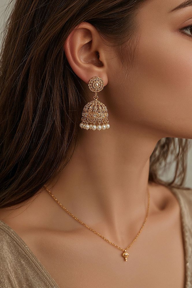 Sparkling Gold Indian Earrings: The Ultimate Bridal Accessory