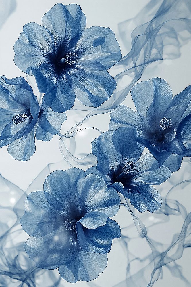 Ethereal Blue Flower Aesthetic: Serene Phone & Tablet Wallpapers